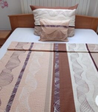 ABOTEX - 5 részes krepp ágyneműgarnitúra (dupla) - barna-drapp sávos, spirál mintás (205x225 cm)